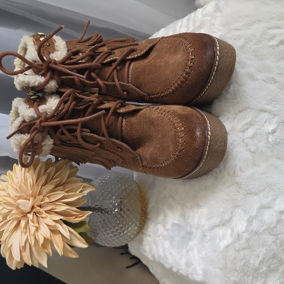 New Sam Eldeman Mocha Kemper Fringe Bootie - Picture 6 of 7